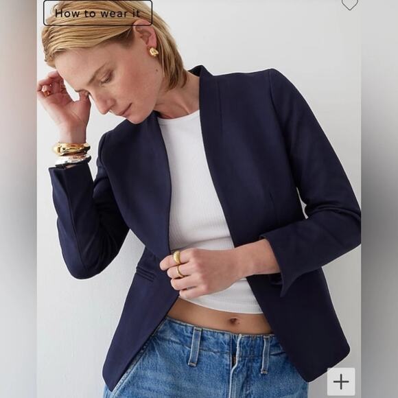 J. Crew Going-out Blazer in Stretch Twill Navy Size 4 - Picture 1 of 9